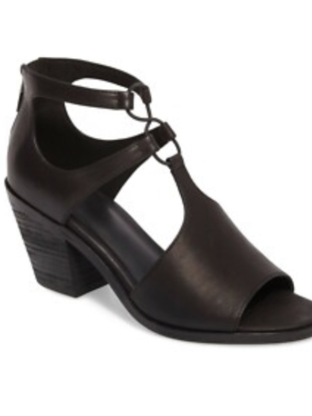 Eileen Fisher "Lou" block heel sandals in black leather Size 9